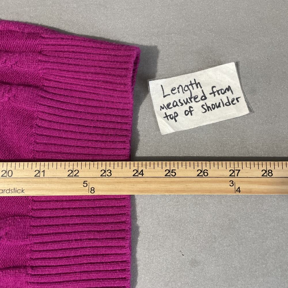 Tahari Sweater Size Large Cable Knit Fuchsia Pink Raglan Sleeve Fisherman Chic - Picture 10 of 10